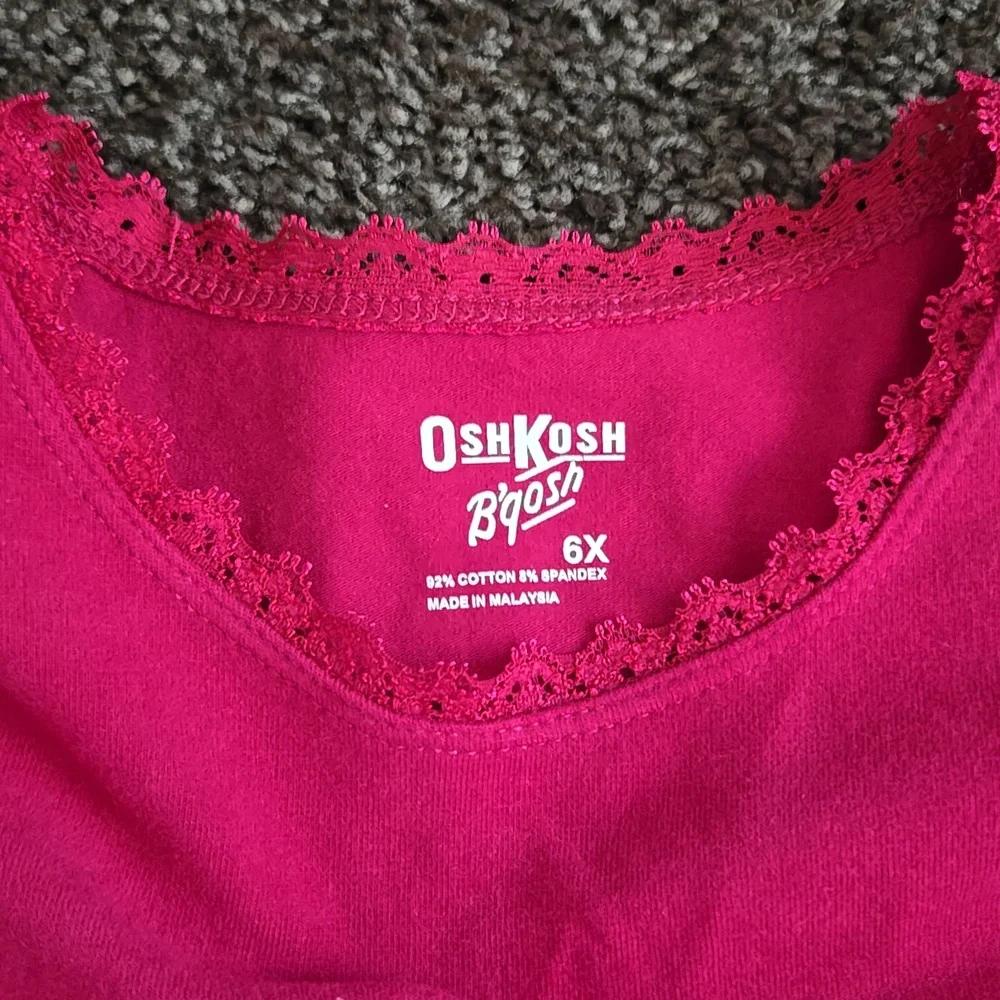 NEW Osh Kosh Pink Lace Trim Long Sleeve Knit Top 6X